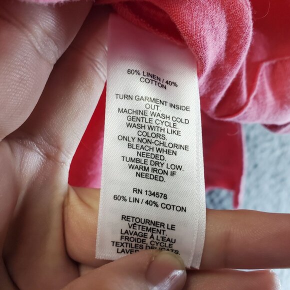 Vineyard Vines Top Womens Small Pink Linen/Cotton Blend 3/4 Sleeve Blouse - Picture 3 of 8